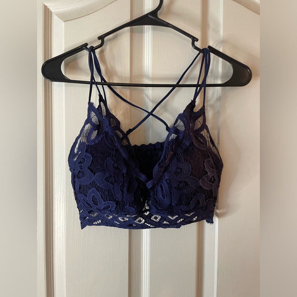 Deep navy blue lace bralette